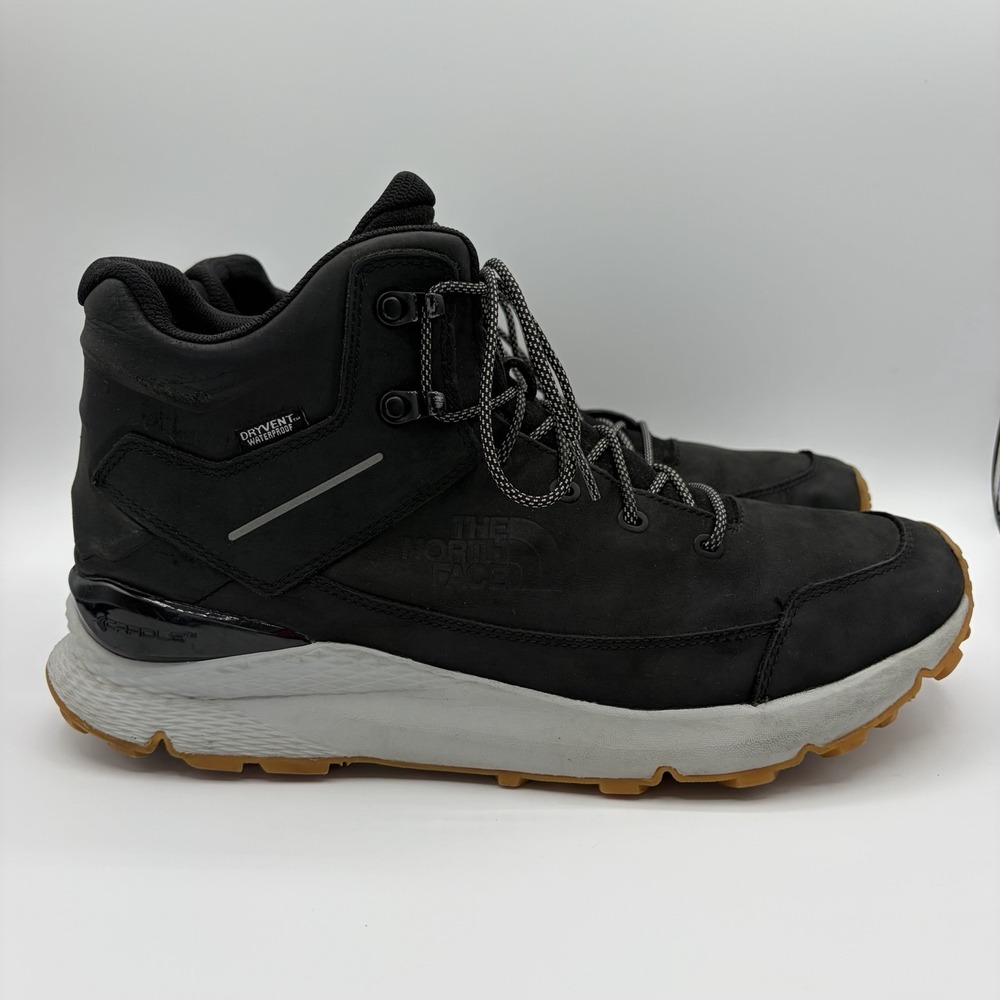 North Face Men's Sz 13 Boots Ankle Shoes Vals Mid Leather Waterproof Black *READ